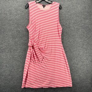 Talbots Petite Dress Womens PXL Pink White Striped Side Tie Sheath Nautical Prep